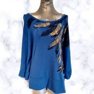 Royal Blue Tunic with Black and Gold feathers